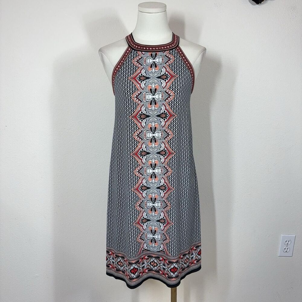 Max Studio Dress Womens XS Black Geometric Shift Sundress Boho Travel Casual
